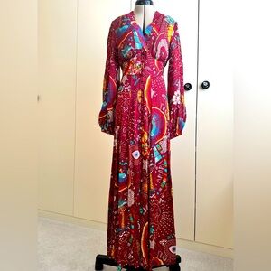 Farm Rio maroon patterned summer maxi dress